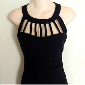 Trixxi Black Bandage Lattice-neck cocktail dress size 5